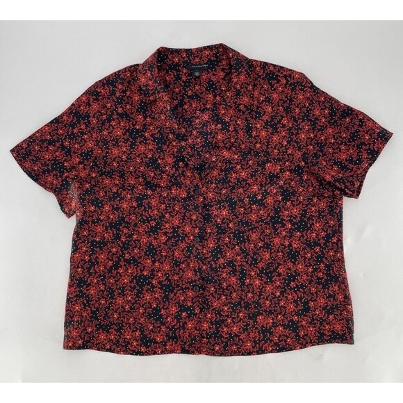Halogen Women’s Black Floral‎ Satin Collared Button Up Blouse Size Small - Picture 4 of 9